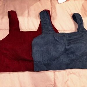 Red and Blue Ribbed sports bra